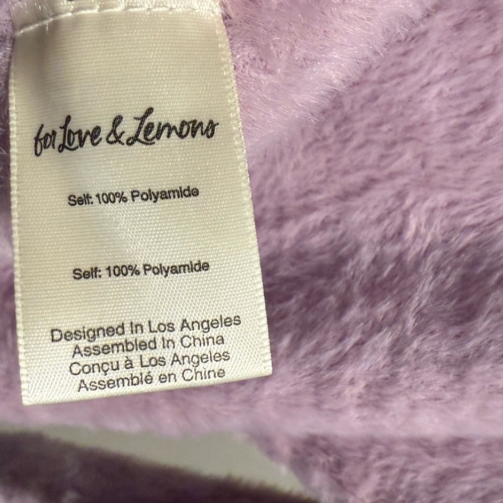 NWT For Love and Lemons purple fuzzy cropped sweater Large - Picture 4 of 8